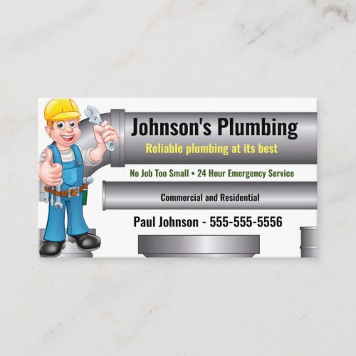 Cartoon Plumber Business Card 