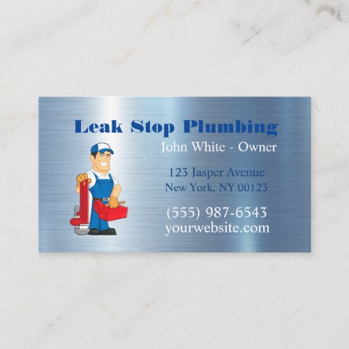 Cartoon Plumber Guy Plumbing Service Business Card