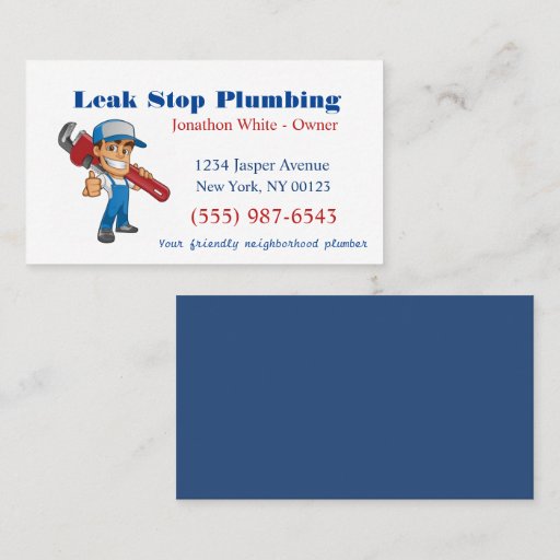 Customizable Cartoon Plumber Man Plumbing Maintenance Service  Business Card