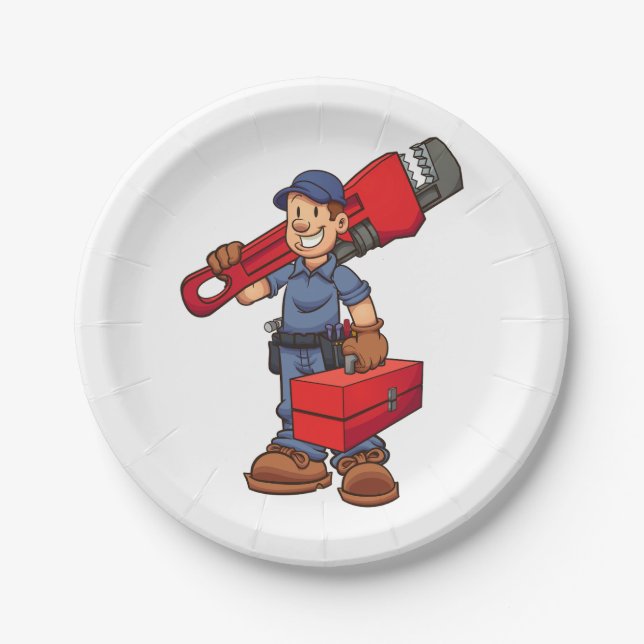 cartoon plumber paper plates (Front)