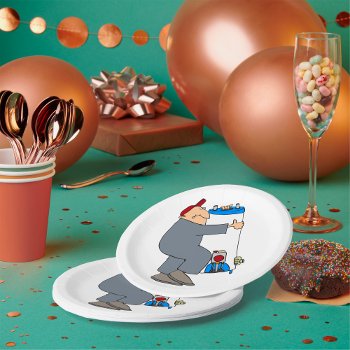 Cartoon Plumber Paper Plates by spudcreative at Zazzle