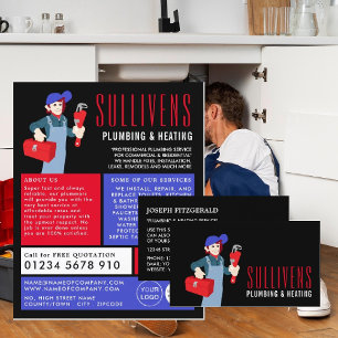 Cartoon Plumber, Plumber, Plumbing Advertising Flyer