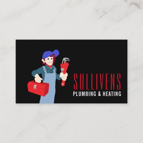 Customizable Cartoon Plumber, Plumber, Plumbing Business Card