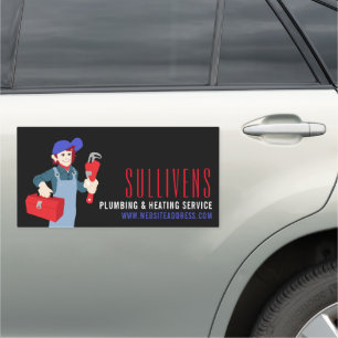 Cartoon Plumber, Plumber, Plumbing Car Magnet