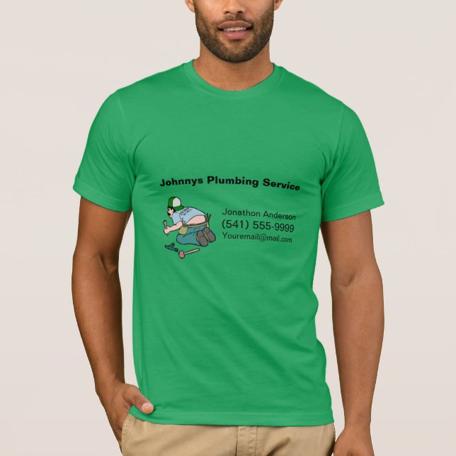 Cartoon Plumbing Plumber Service T-Shirt (Front)