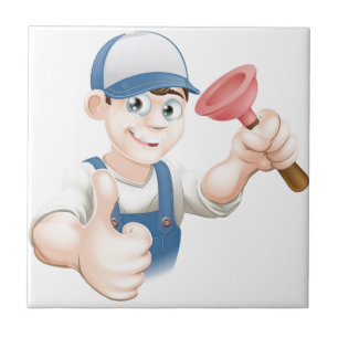 Cartoon plunger man tile