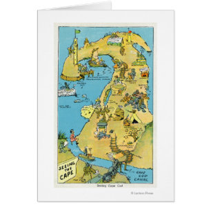 Cartoon Points of Interest on Cape Cod Cards