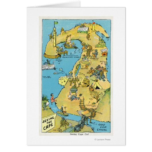 Cartoon Points of Interest on Cape Cod Cards (Front)