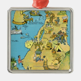 Cartoon Points of Interest on Cape Cod Metal Ornament