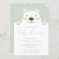 Cartoon Polar Bear Cartoon Winter Baby Shower Invitation