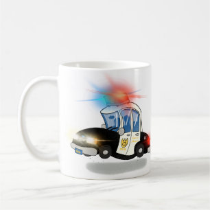 Cartoon Police Car and Fire Truck Coffee Mug