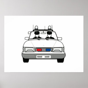Cartoon Police Car Poster