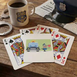 Cartoon Police Officer Stop Sign Playing Cards