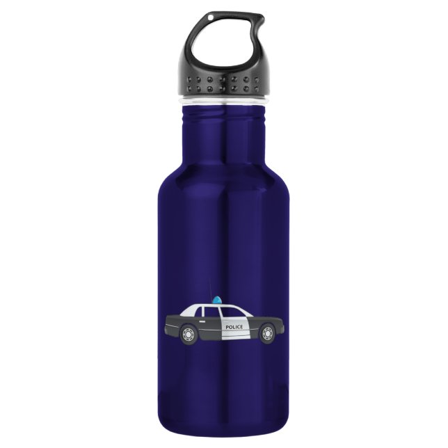 Cartoon Police Patrol Car Water Bottle (Front)