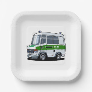 Cartoon Police Van Paper Plates