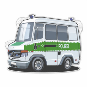 Cartoon Police Van Sticker
