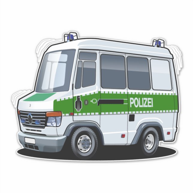 Cartoon Police Van Sticker (Front)