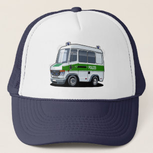 Cartoon Police Van Trucker Hat