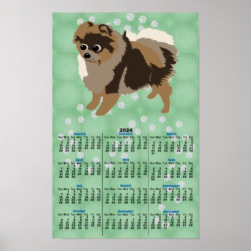 Cartoon Pomeranian 2024 Calendar Poster