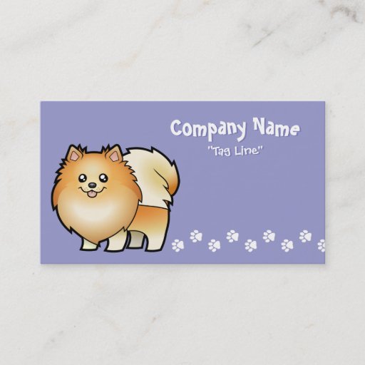 Customizable Cartoon Pomeranian Business Card Templates