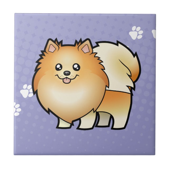 Cartoon Pomeranian Ceramic Tile (Front)