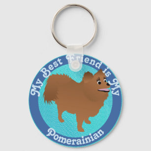 BIG POMERANIAN keychain, gold keychain with pomeranian