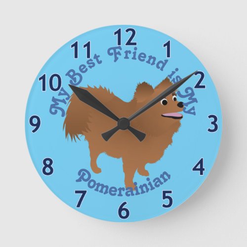 Cartoon Pomeranian Round Clock