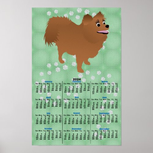 Cartoon Pomeranian v2 2024 Calendar Poster