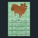 Cartoon Pomeranian v2 2025 Calendar Poster<br><div class="desc">The top part shows a cute cartoon style Pomeranian against a green background with gray paw prints. The bottom part is a 2025 Calendar.</div>