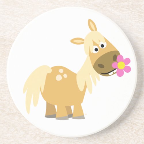 Cartoon Pony and Flower Coaster