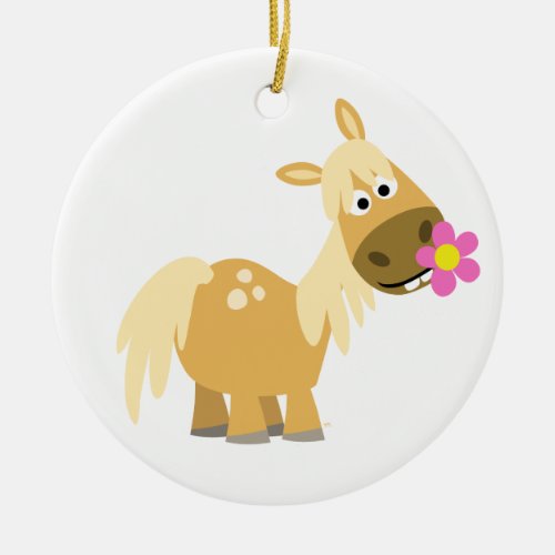 Cartoon Pony and Flower Ornament