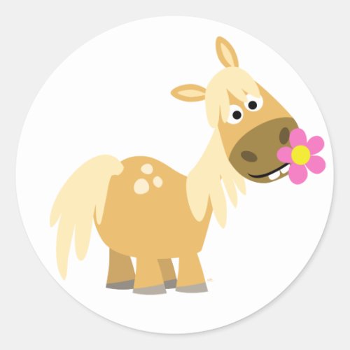 Cartoon Pony and Flower sticker