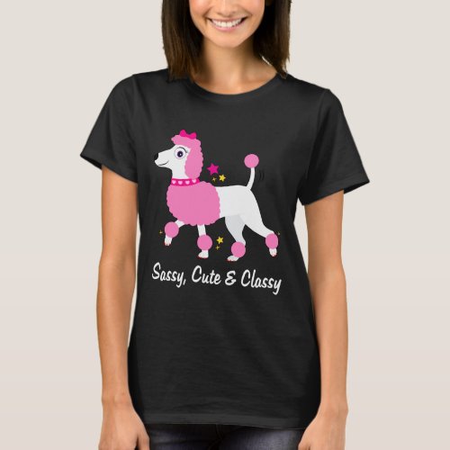 Cartoon Poodle Pink Hair  Sassy Cute Classy T_Shirt