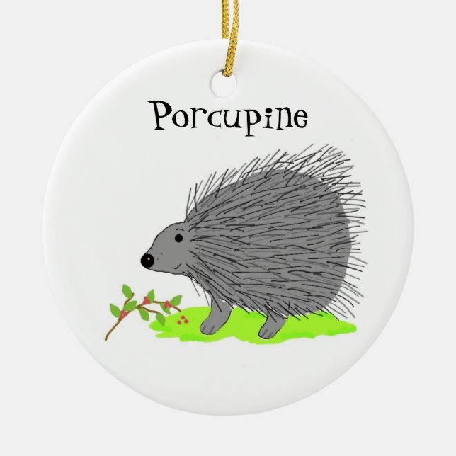 Cartoon Porcupine Ceramic Ornament (Front)