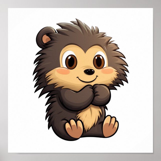 Cartoon porcupine illustration poster (Front)