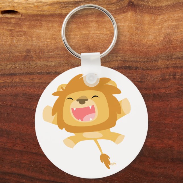 Cartoon Pouncing Lion keychain (Front)
