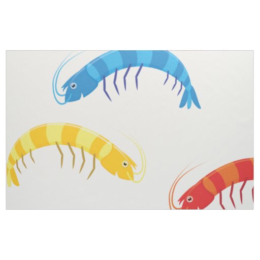 Cartoon Prawn/ Shrimp Fish Print Pattern Fabric