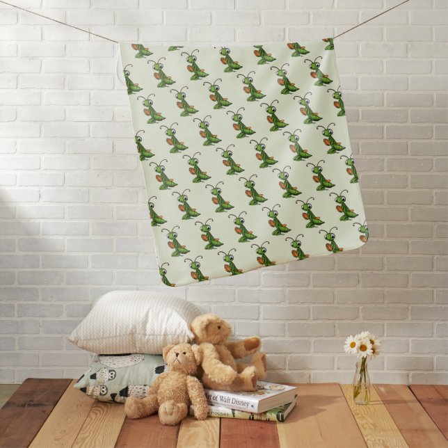 Cartoon Praying Mantis Baby Blanket (In Situ)