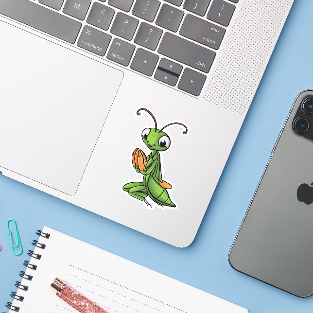 Cartoon Praying Mantis Sticker (Laptop w/ iPhone)