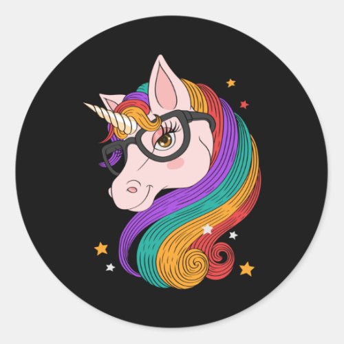 Cartoon pretty unicorn classic round sticker