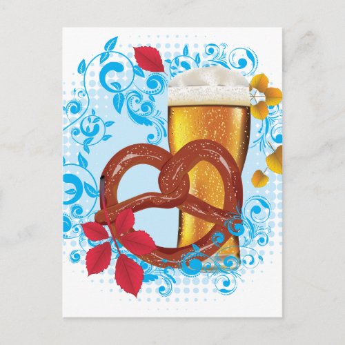 Cartoon Pretzel with Beer 3 Postcard