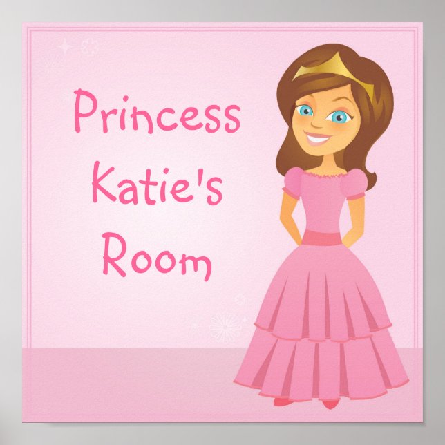 Cartoon Princess Customizable Children's Wall Art (Front)