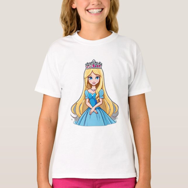 Cartoon Princess Long Hair Tiara Crown Ball Gown (Front)