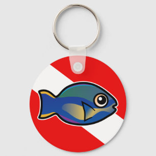 Cartoon Princess Parrotfish Dive Flag Keychain