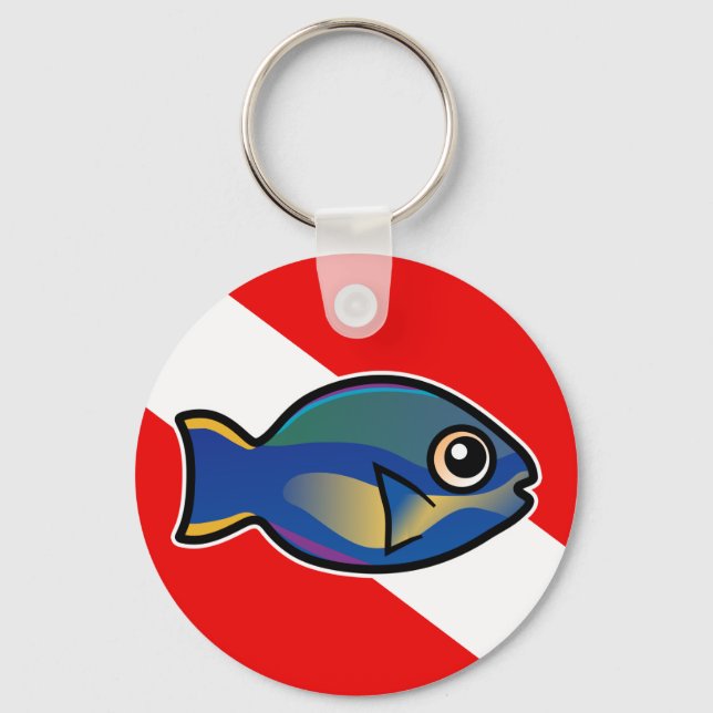 Cartoon Princess Parrotfish Dive Flag Keychain (Front)