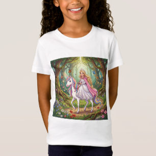 Cartoon Princess Riding on the Unicorn T-Shirt