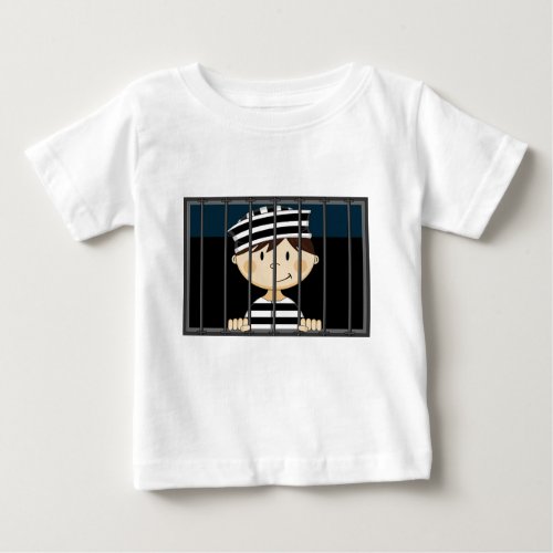Cartoon Prisoner in Jail Cell Baby T_Shirt