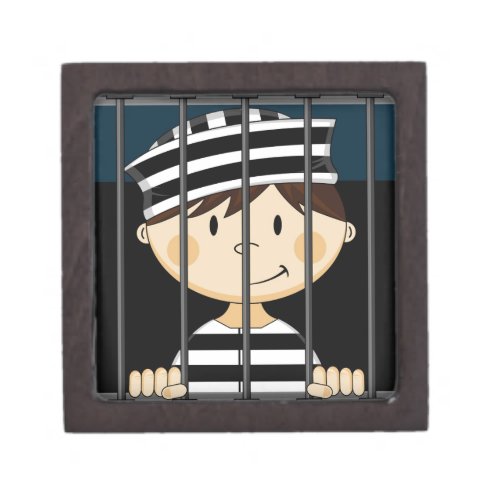 Cartoon Prisoner in Jail Cell Gift Box
