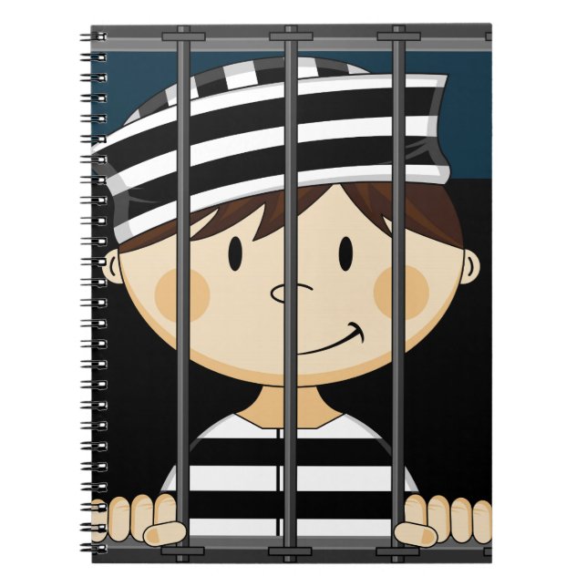 Cartoon Prisoner in Jail Cell Notebook (Front)
