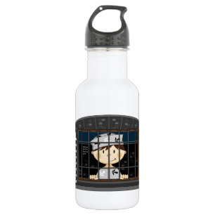 Cartoon Prisoner in Jail Cell Water Bottle